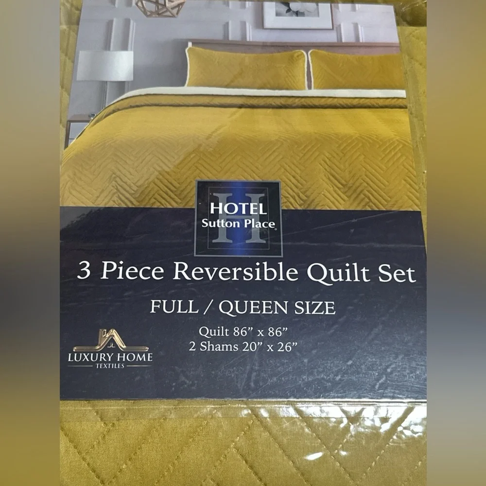 Sutton Place 3 Piece Gold Quilt Set‎